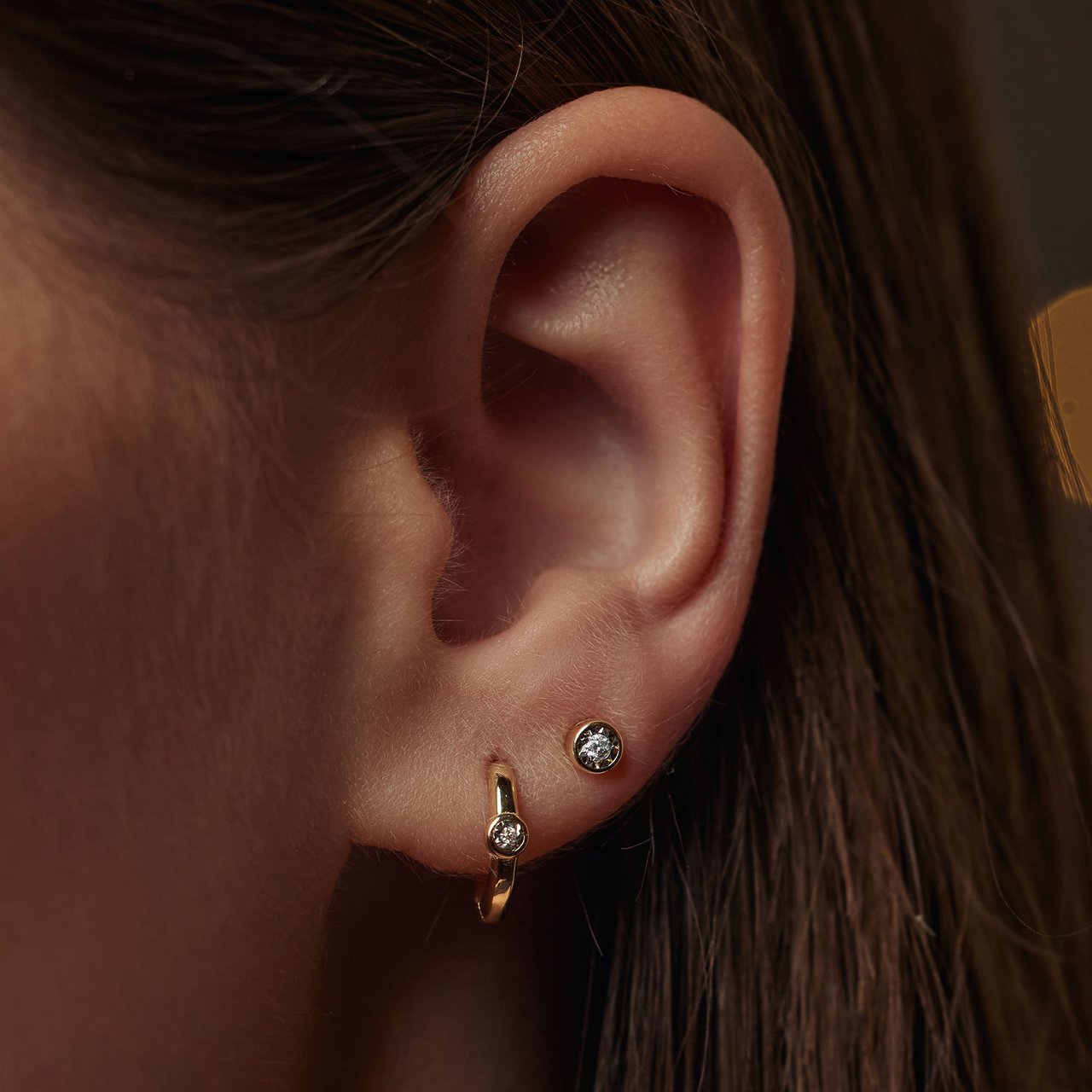 Isabel Bernard De La Paix Inaya Oorknoppen met Diamant Goud