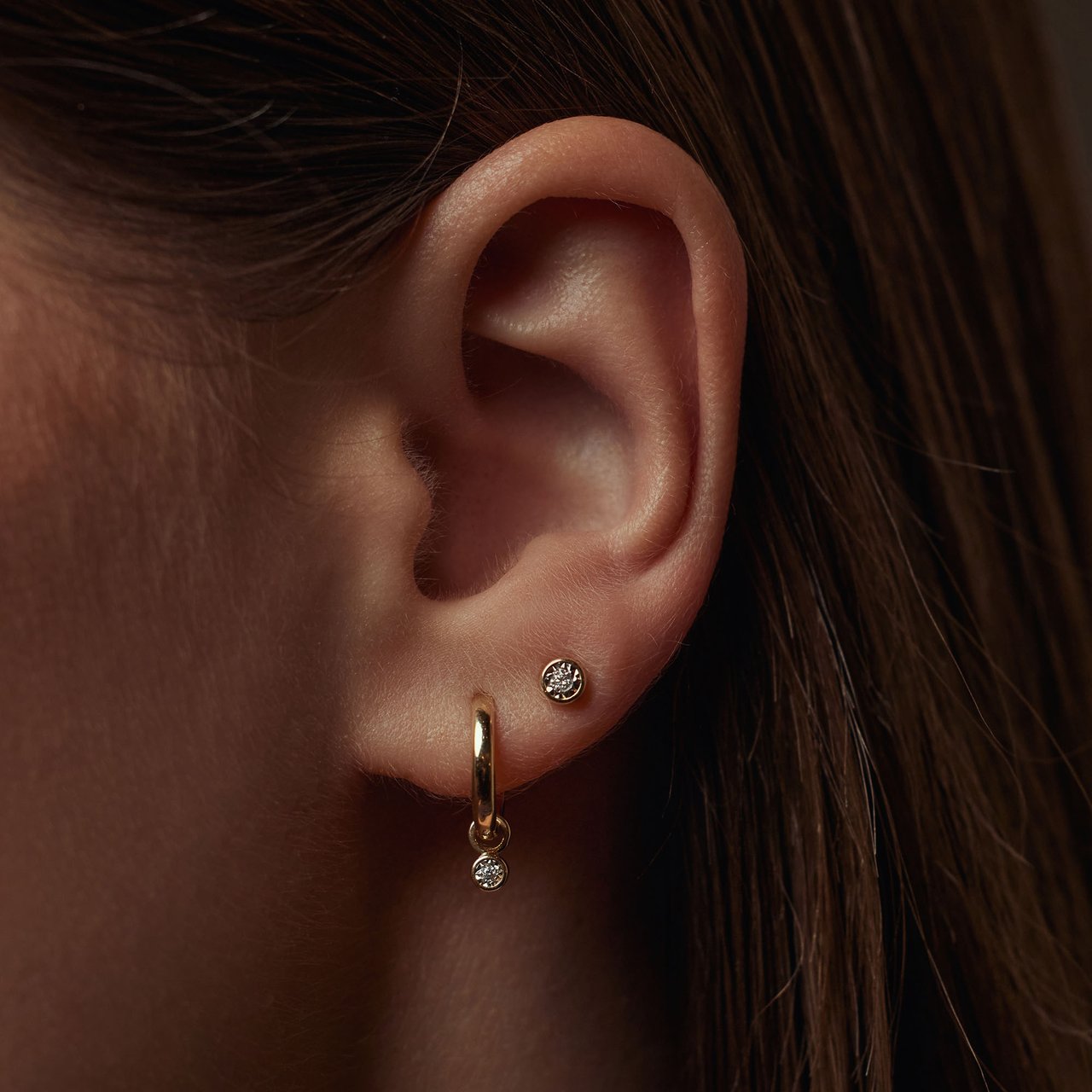 Isabel Bernard De La Paix Inaya Oorknoppen met Diamant Goud