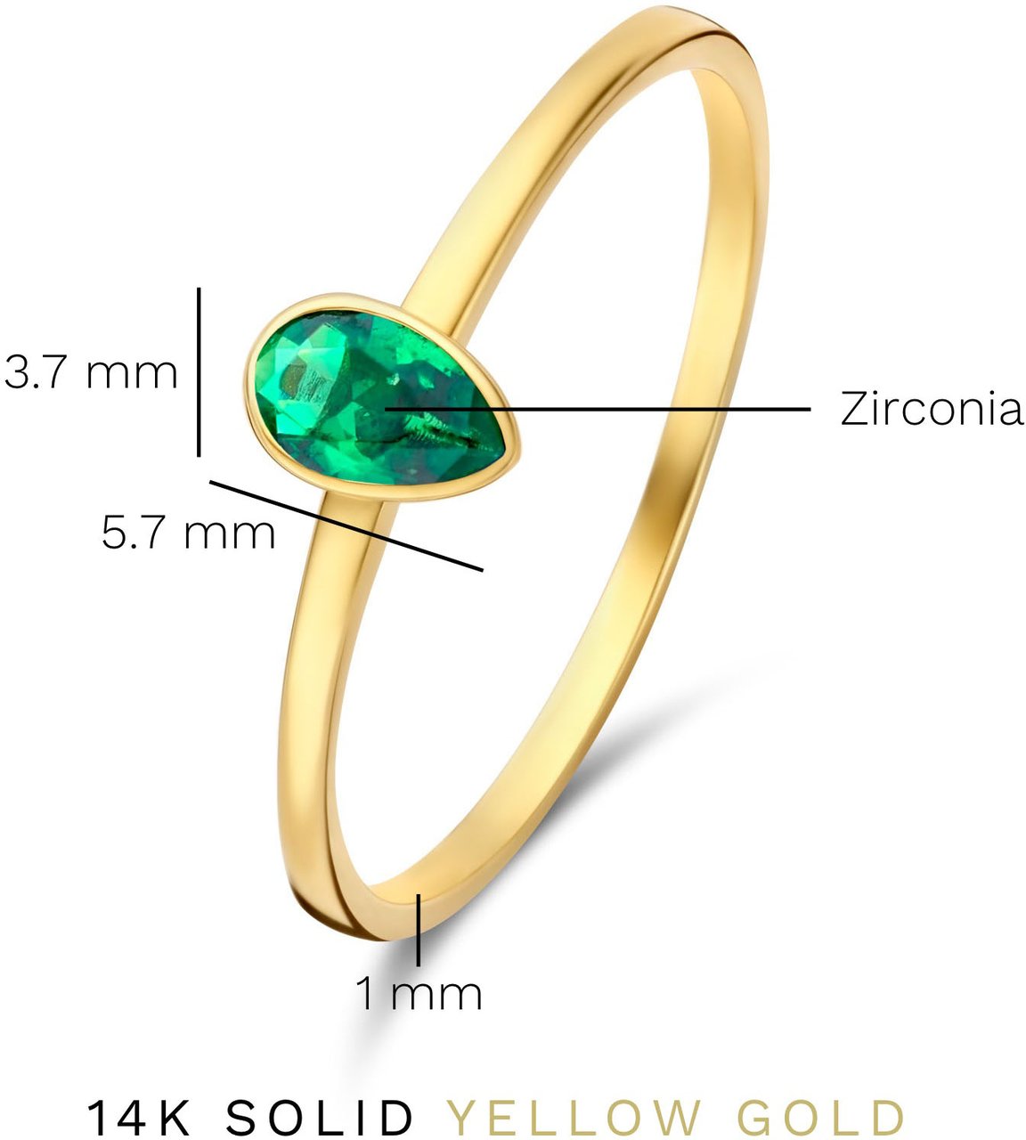 Isabel Bernard Baguette Olivia - Ring - Goud Groen