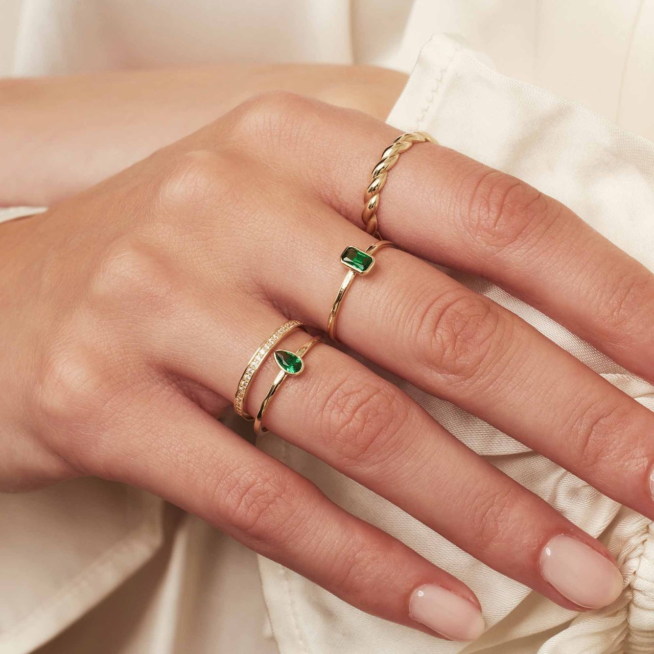 Isabel Bernard Baguette Olivia - Ring - Goud Groen