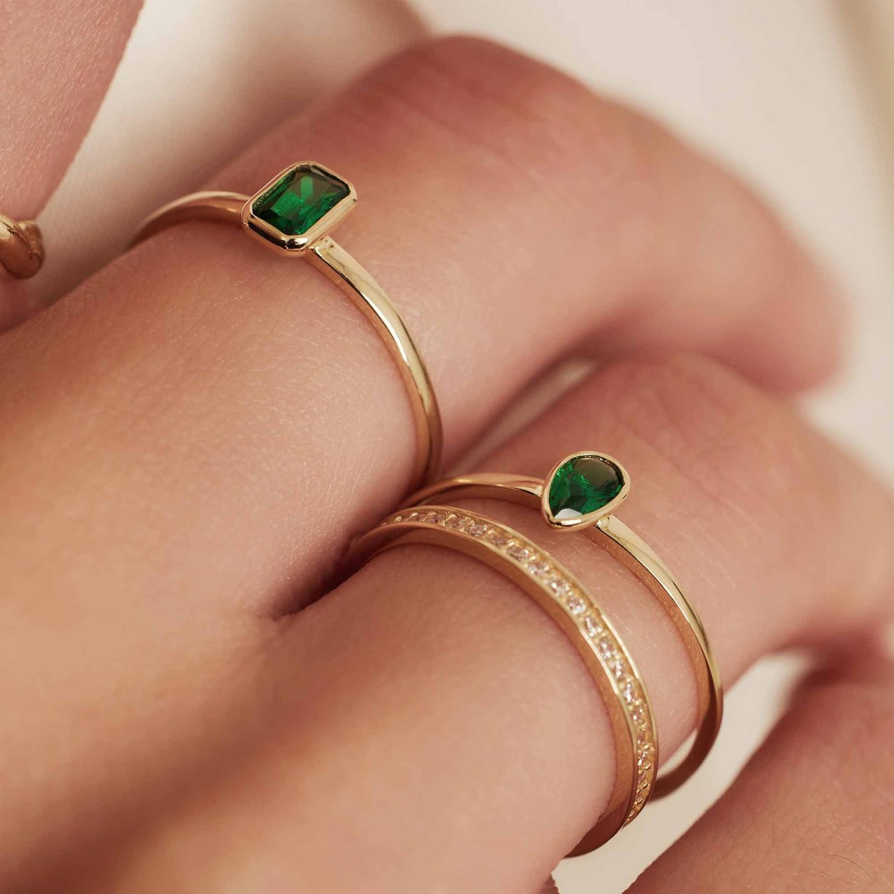 Isabel Bernard Baguette Olivia - Ring - Goud Groen