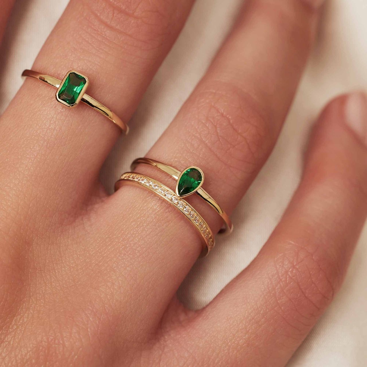 Isabel Bernard Baguette Olivia - Ring - Goud Groen