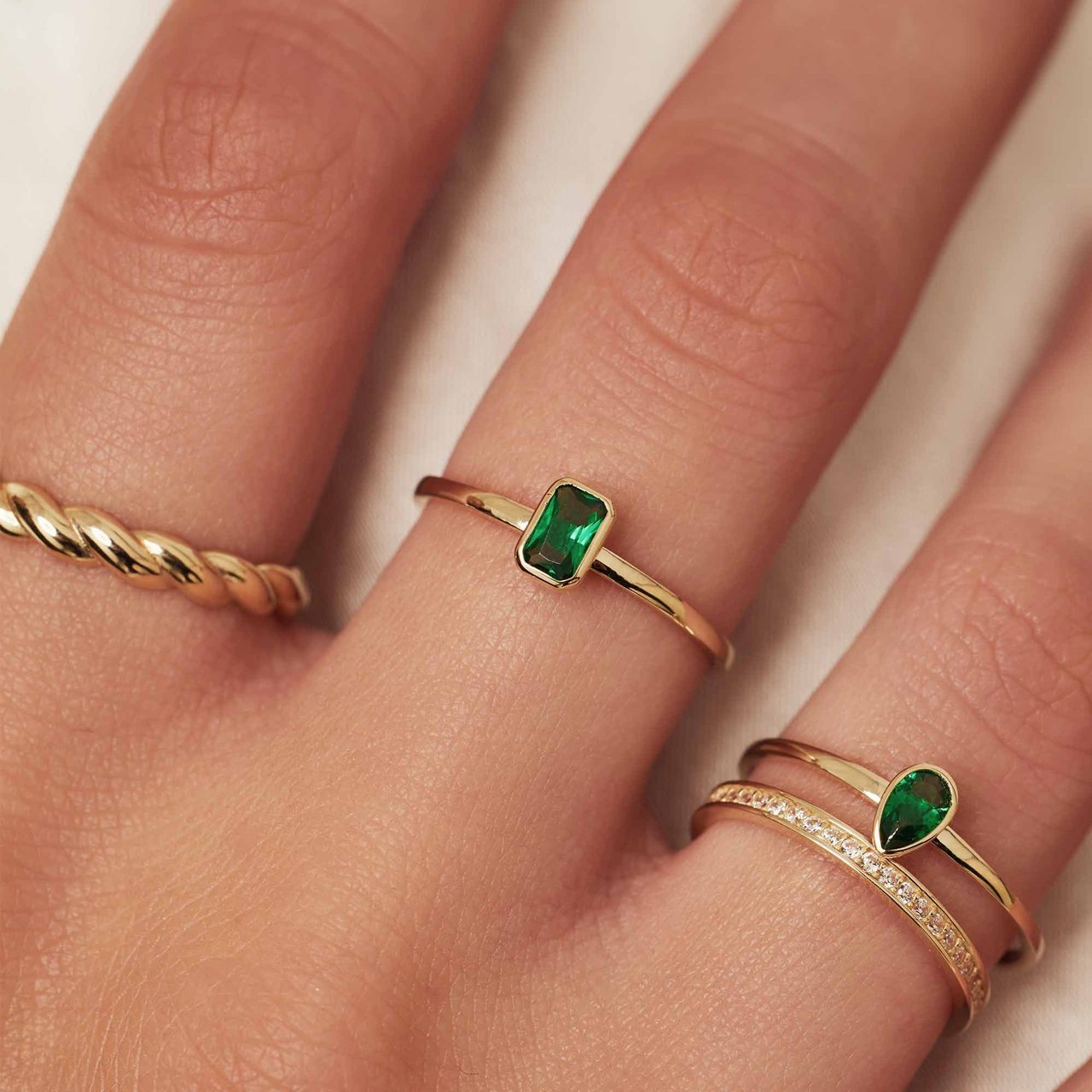 Isabel Bernard Baguette Olivia - Ring - Goud Groen