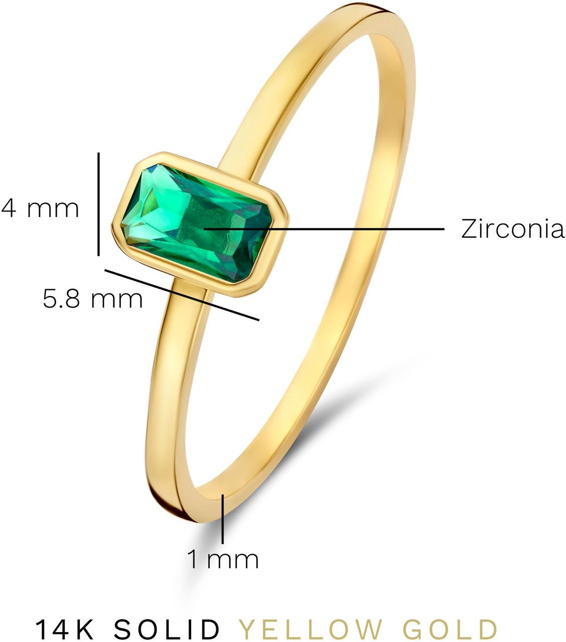 Isabel Bernard Baguette Olivia - Ring - Goud Groen