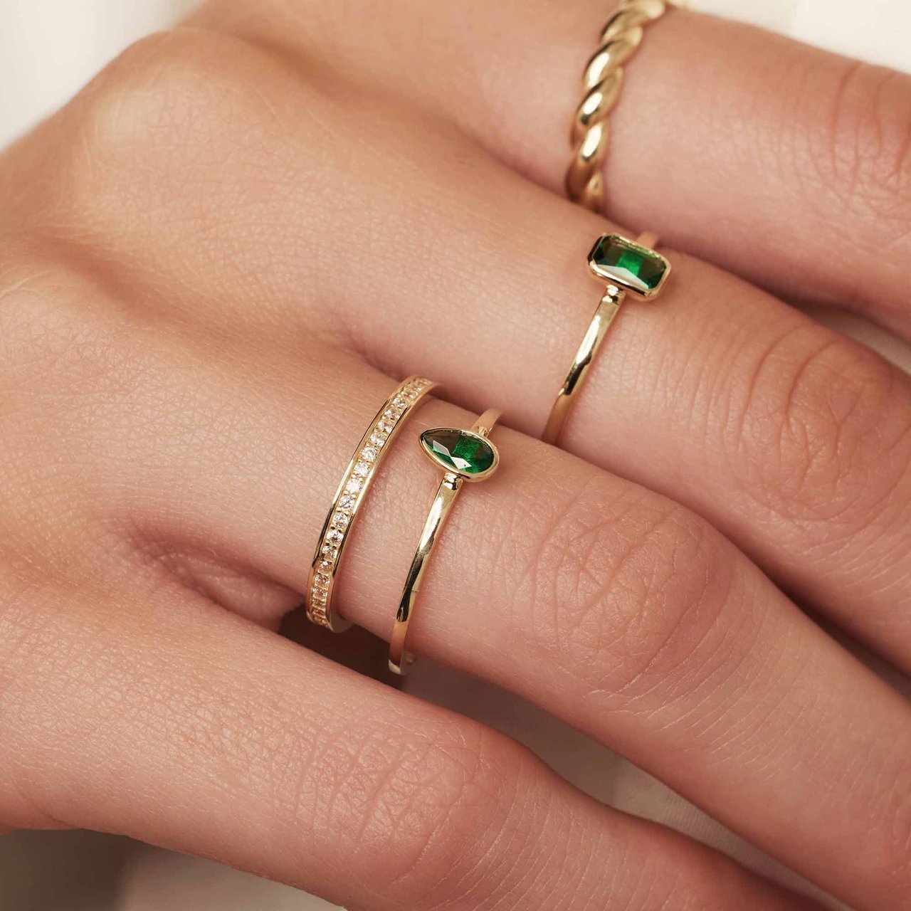 Isabel Bernard Baguette Olivia - Ring - Goud Groen