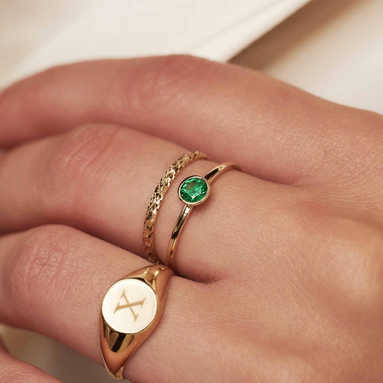 Isabel Bernard Baguette Olivia - Ring - Goud Groen