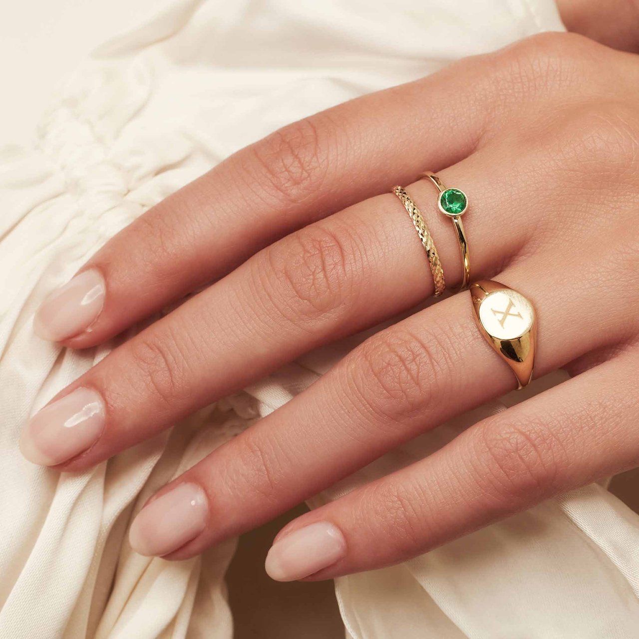 Isabel Bernard Baguette Olivia - Ring - Goud Groen