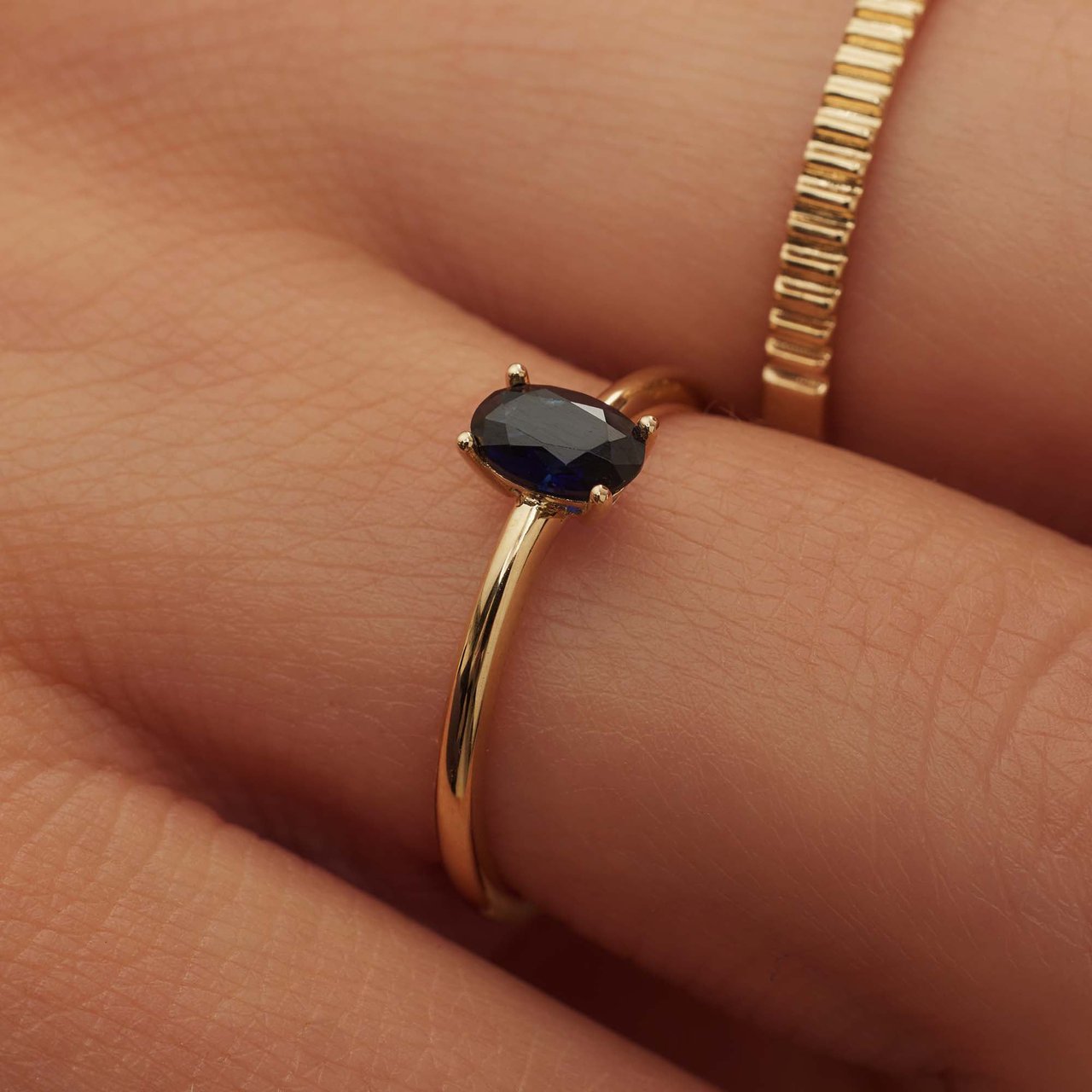 Isabel Bernard Baguette Nila - Ring - BlauwGoud Blauw