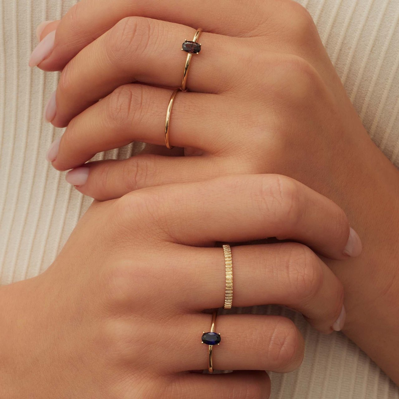 Isabel Bernard Baguette Nila - Ring - BlauwGoud Blauw