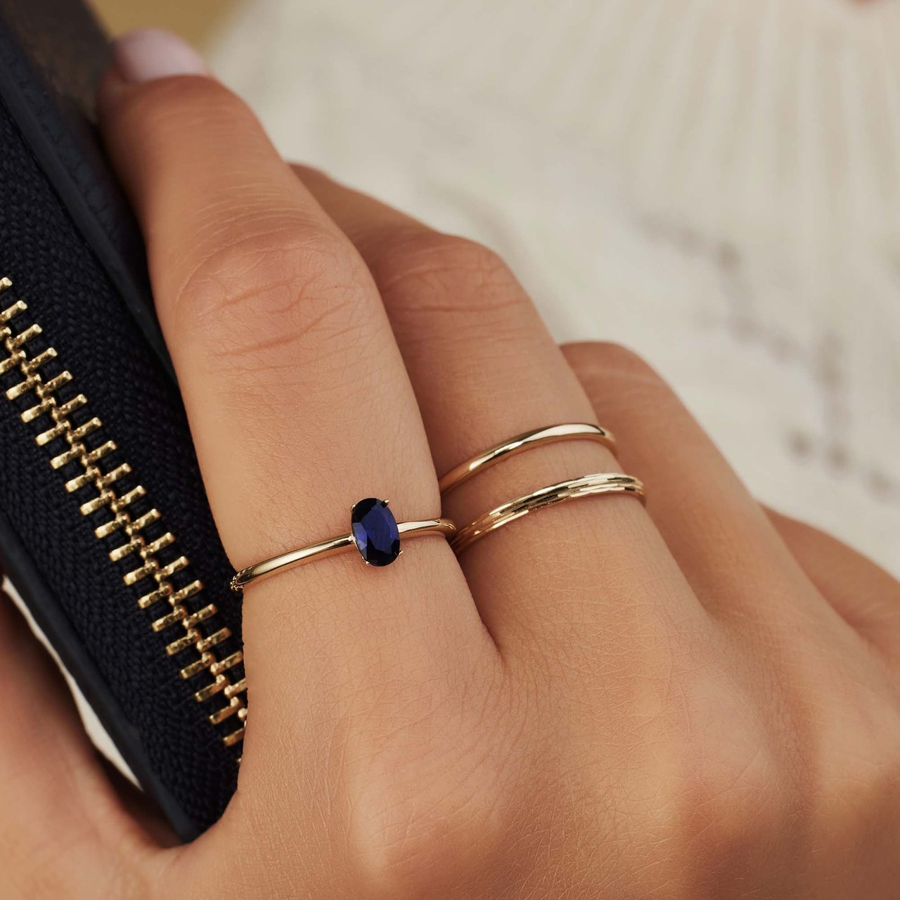 Isabel Bernard Baguette Nila - Ring - BlauwGoud Blauw