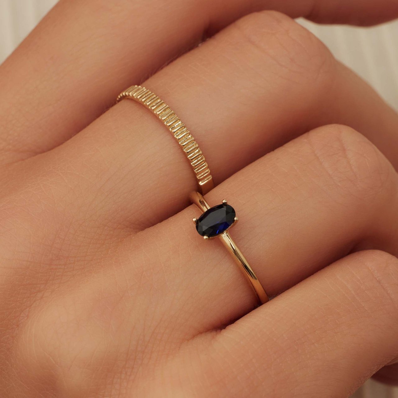 Isabel Bernard Baguette Nila - Ring - BlauwGoud Blauw