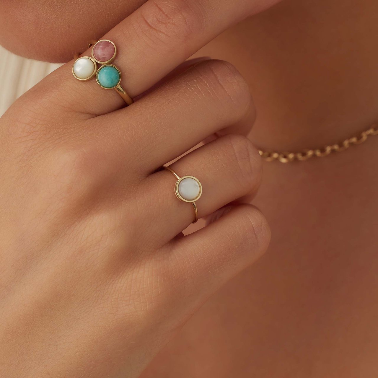 Isabel Bernard Belleville Cachet - Ring - BlauwGoudGroenRozeWit Blauw