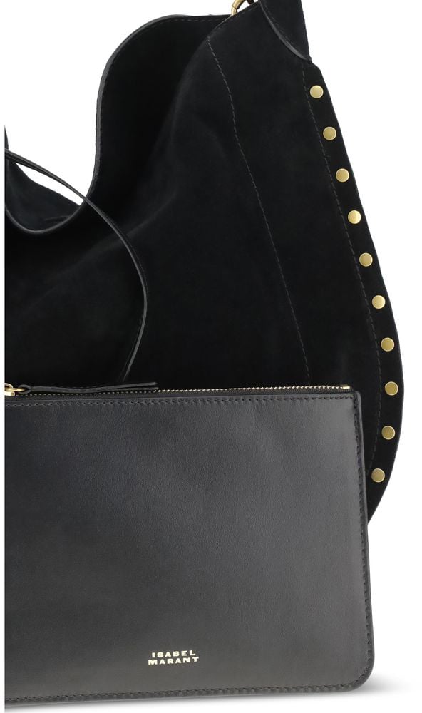 Isabel Marant Isabel Marant Black Calf Leather Bos Taurus Shoulder Bag Zwart