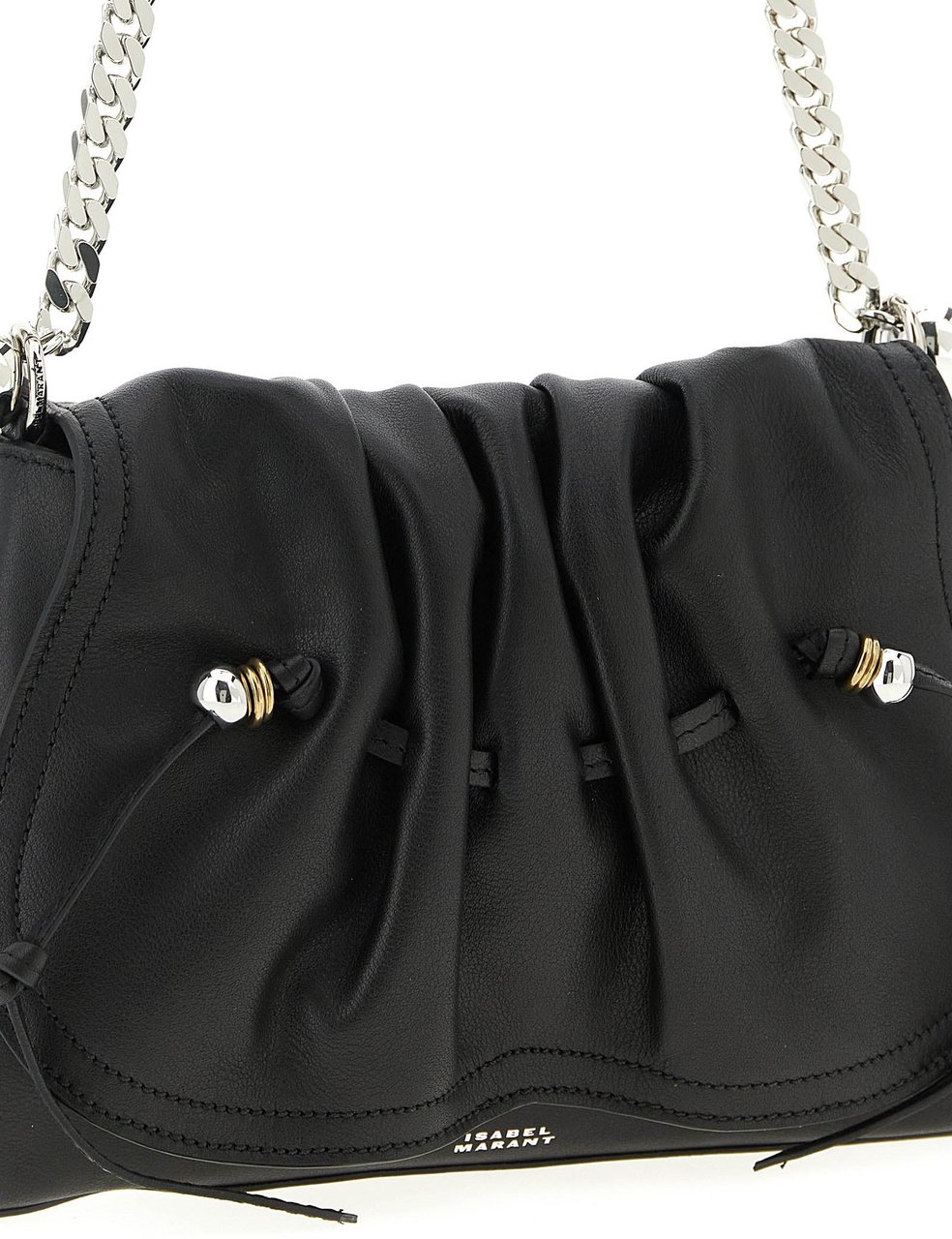 Isabel Marant Black Calfskin Shoulder Bag Zwart