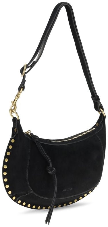 Isabel Marant Crescent Shoulder Bag with Gold-tone Studs Zwart