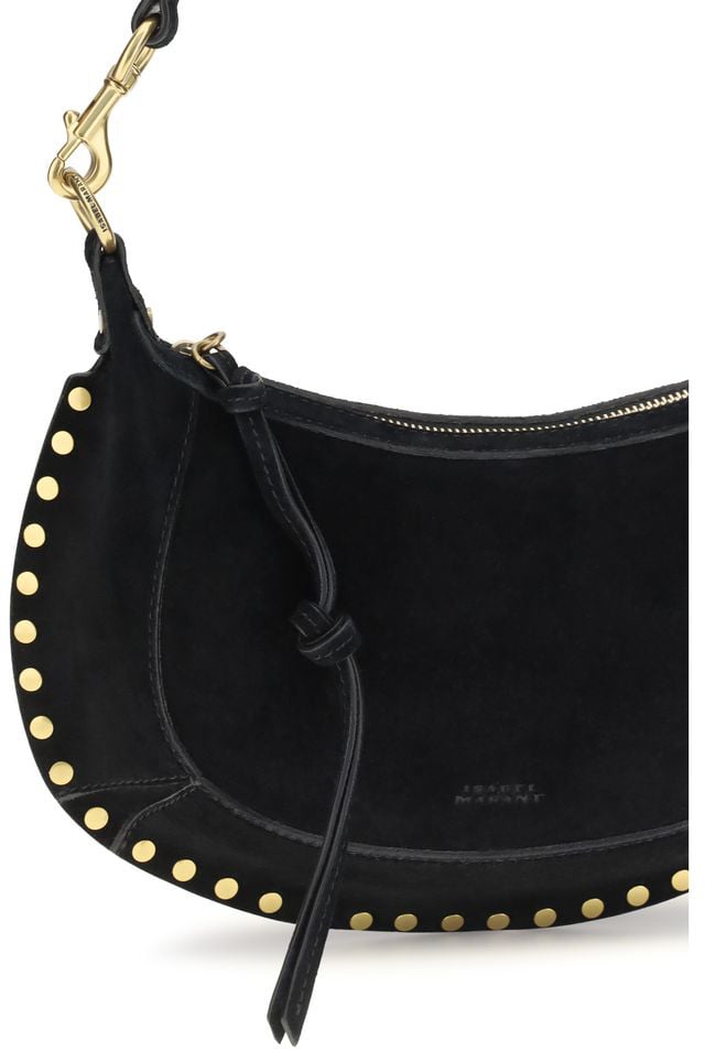 Isabel Marant Crescent Shoulder Bag with Gold-tone Studs Zwart