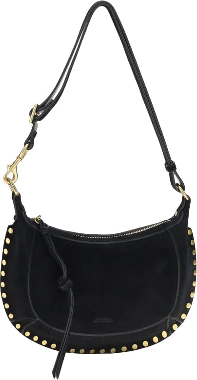 Isabel Marant Crescent Shoulder Bag with Gold-tone Studs Zwart