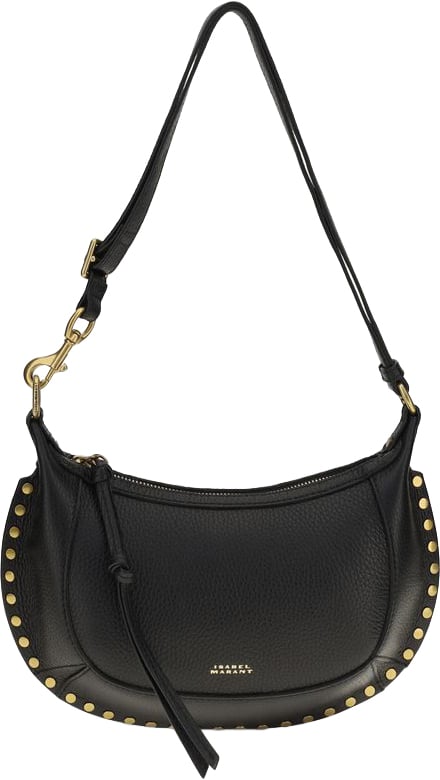 Isabel Marant Crescent-Shaped Moon Grain Leather Shoulder Bag Zwart