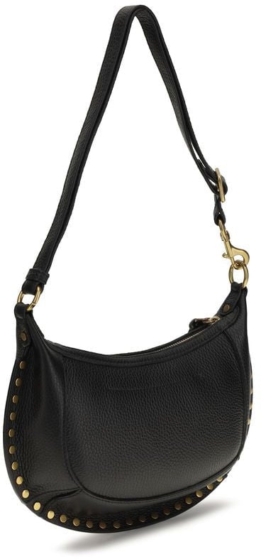 Isabel Marant Crescent-Shaped Moon Grain Leather Shoulder Bag Zwart