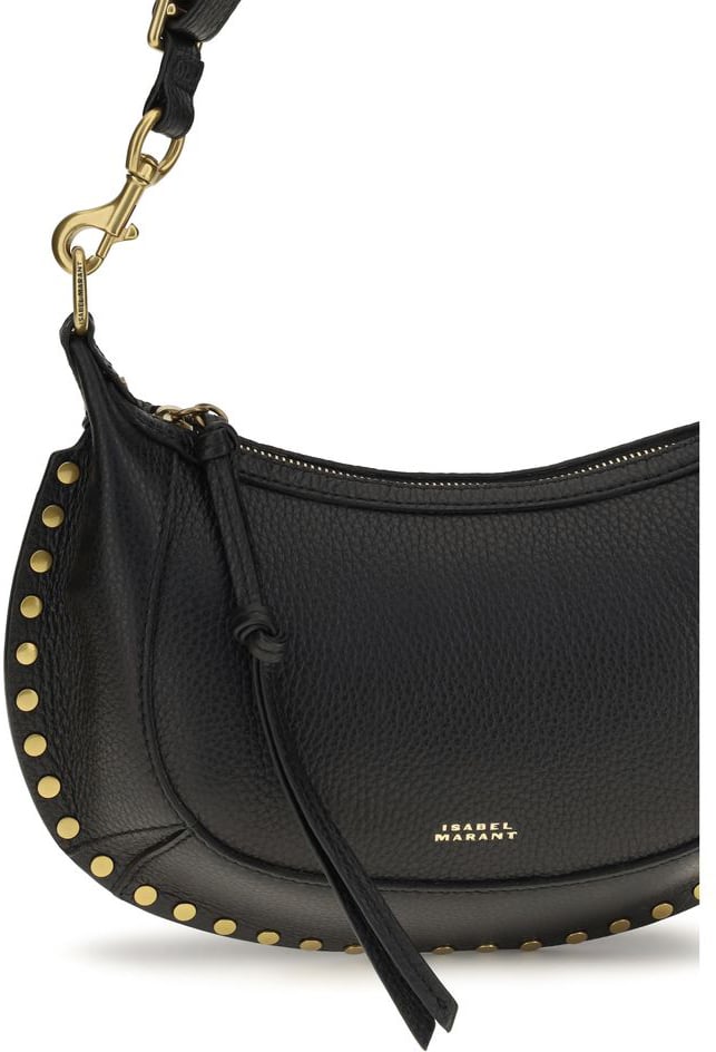 Isabel Marant Crescent-Shaped Moon Grain Leather Shoulder Bag Zwart