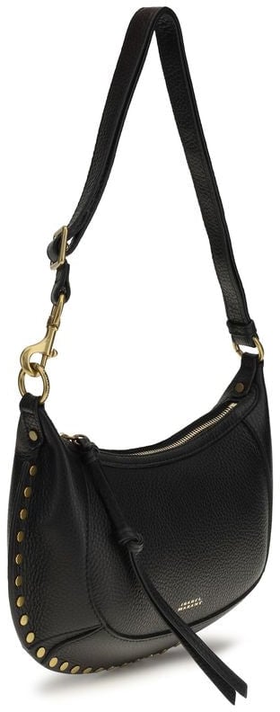 Isabel Marant Crescent-Shaped Moon Grain Leather Shoulder Bag Zwart