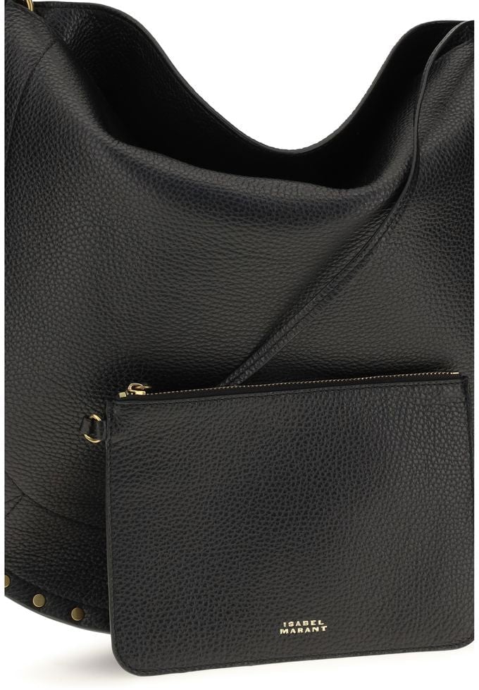 Isabel Marant Black Calf Leather Bos Taurus Shoulder Bag Oranje