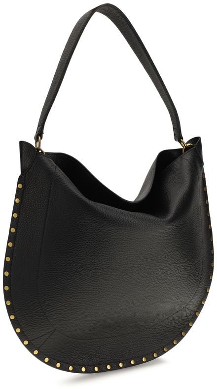 Isabel Marant Black Calf Leather Bos Taurus Shoulder Bag Oranje