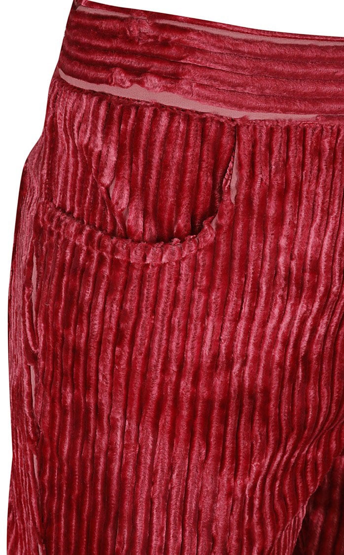 Isabel Marant Ribbed Textured Trousers With Fitted Silhouette Rood