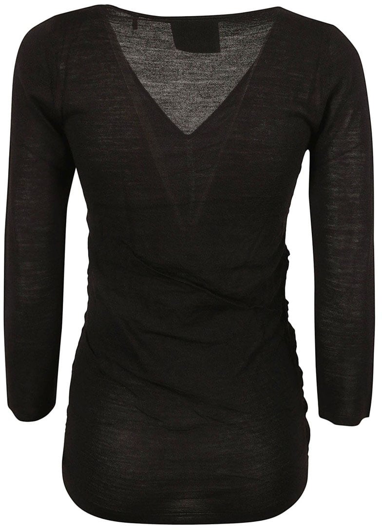 Isabel Marant Fitted V-Neck Black Sweater Zwart