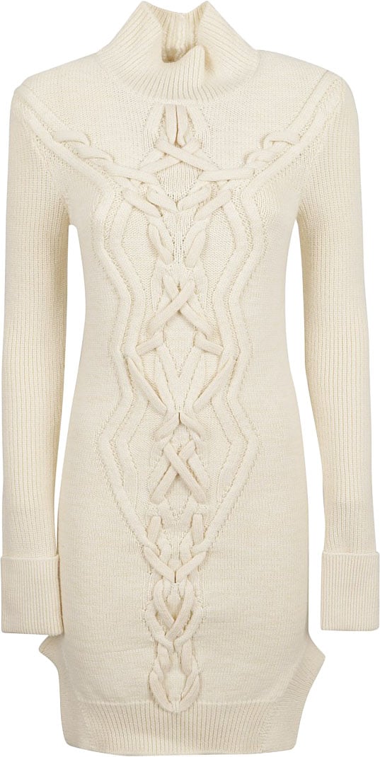 Isabel Marant High Collar Beige Dress Neutraal