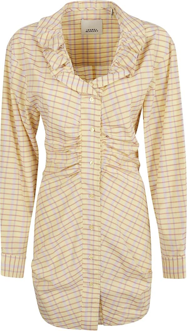 Isabel Marant Ruffled Neckline Dress With Button-Down Front Neutraal