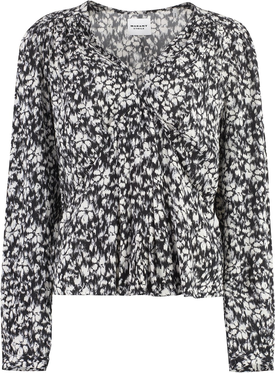 Isabel Marant Eddy printed viscose blouse Zwart