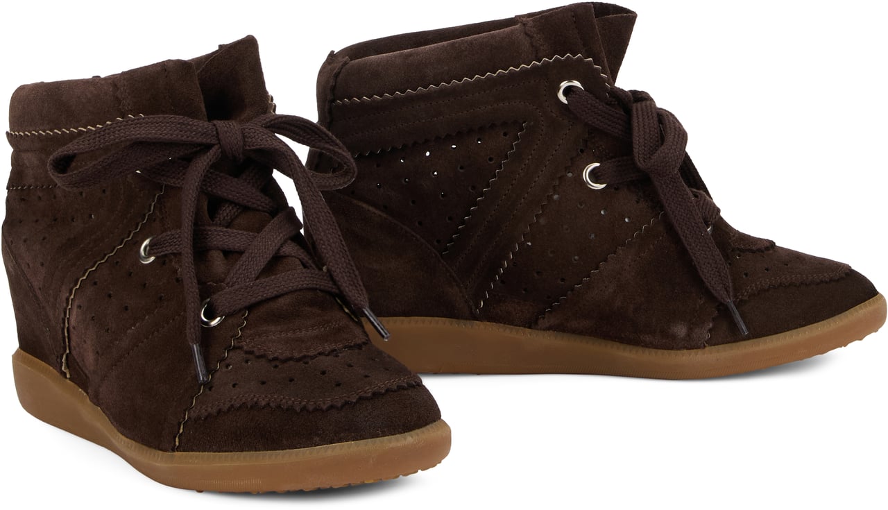 Isabel Marant Sneakers with wedge and laces in leather Bruin