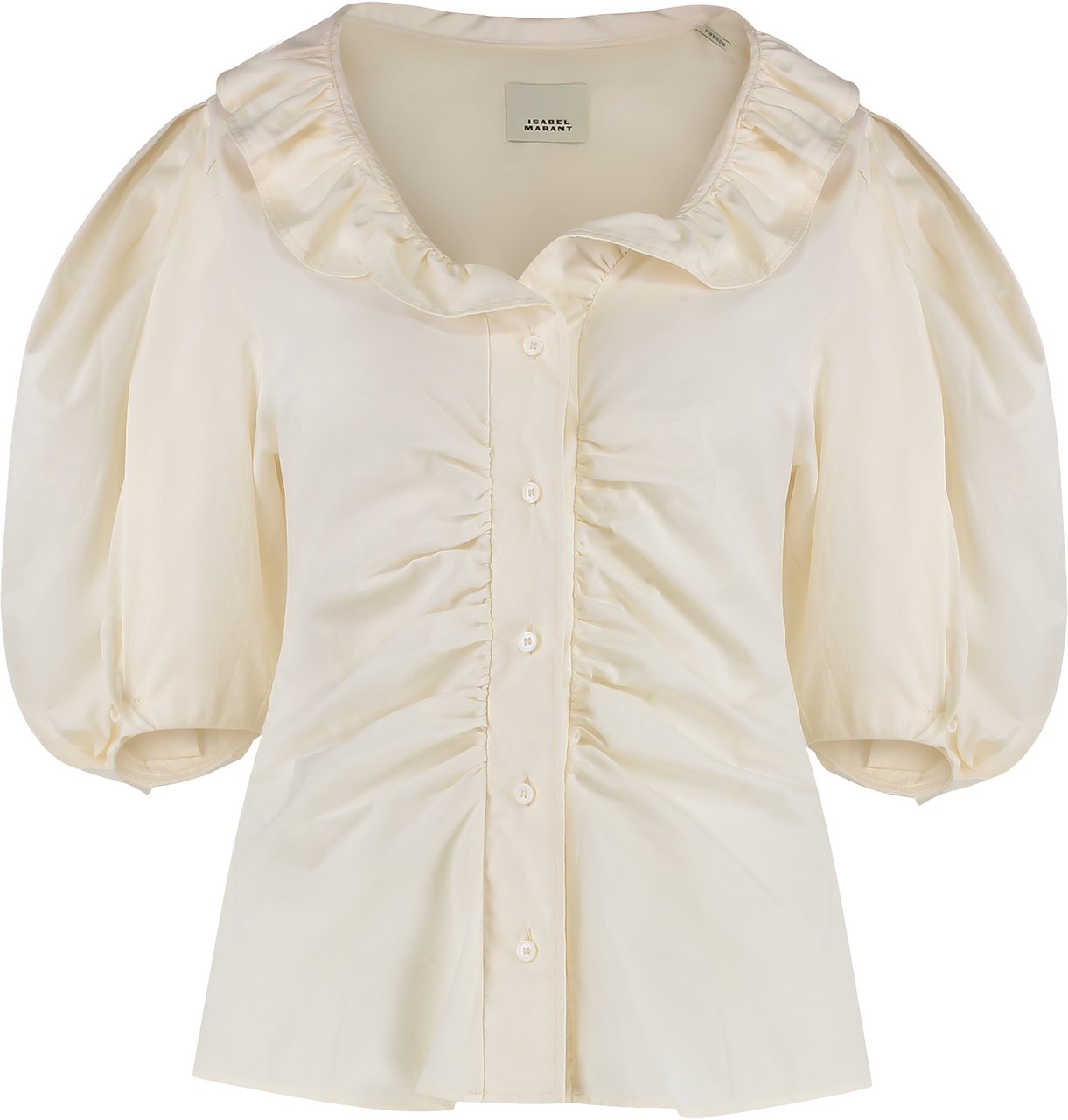 Isabel Marant Catalia short sleeve cotton blend shirt Neutraal