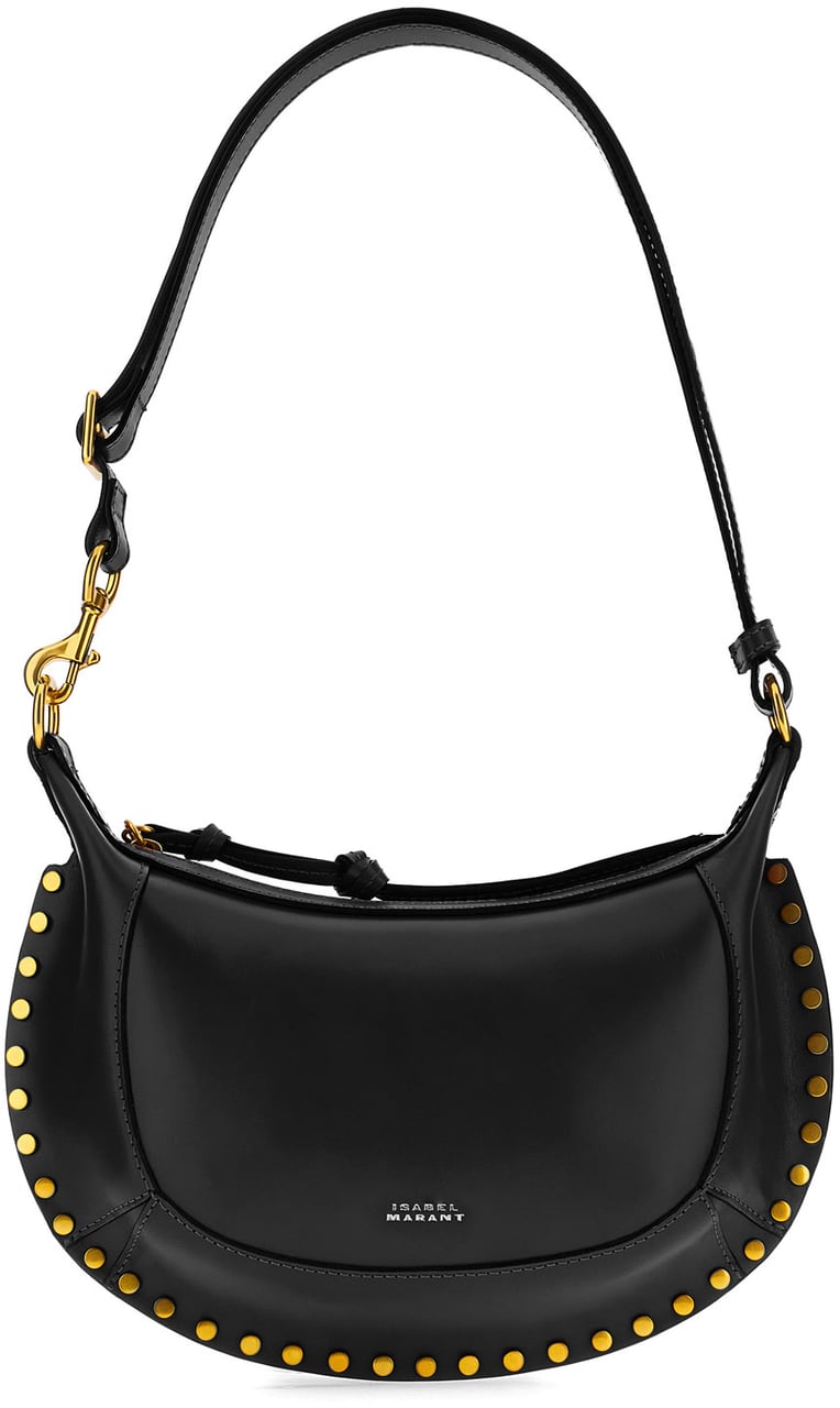 Isabel Marant Isabel Marant Black leather Oskan moon shoulder bag Zwart