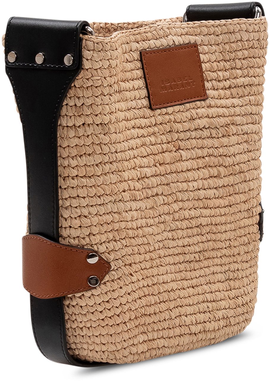 Isabel Marant Borsa Mini Bayia in Raffia Intrecciata Beige