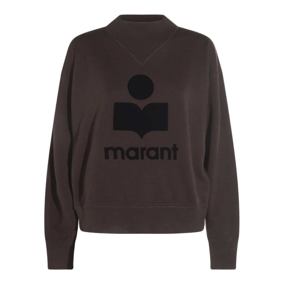 Isabel Marant Relaxed Fit Sweater With Bold Graphic Logo And V-Stitch Detail Zwart