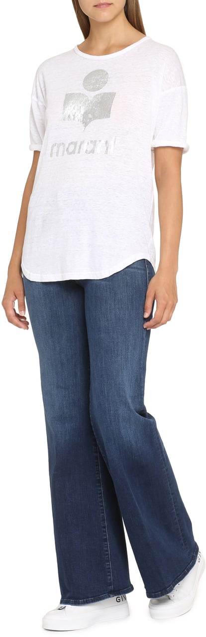 Isabel Marant Koldi Logo print linen t-shirt Wit