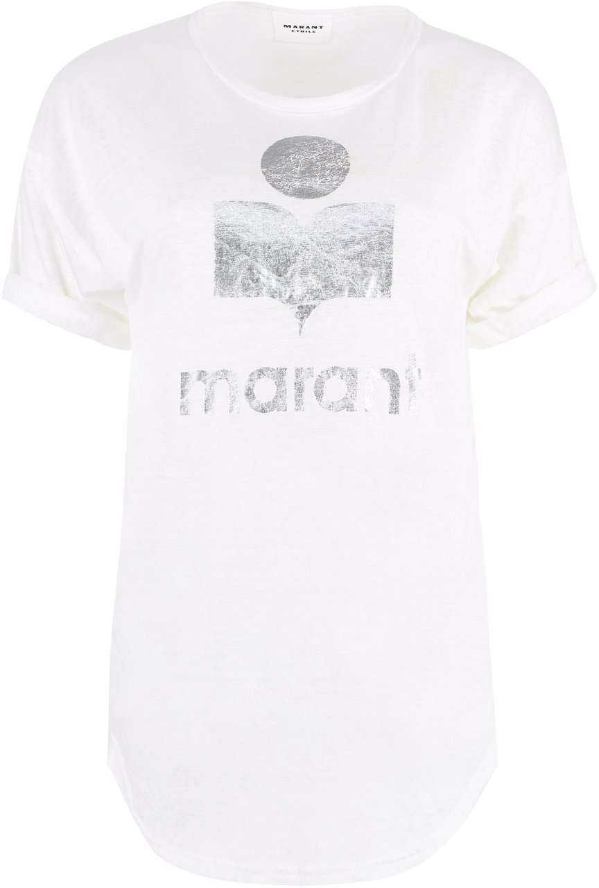 Isabel Marant Koldi Logo print linen t-shirt Wit