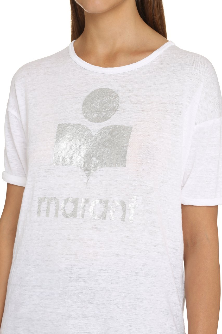 Isabel Marant Koldi Logo print linen t-shirt Wit