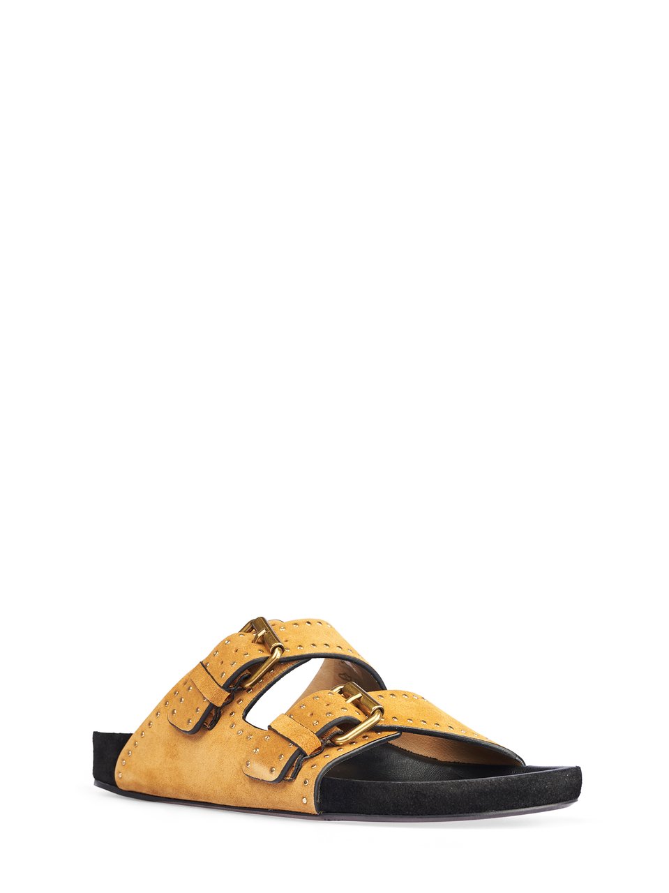 Isabel Marant Tan Suede Sandals with Gold Accents Goud