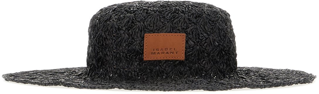 Isabel Marant Isabel Marant Black raffia hat Zwart