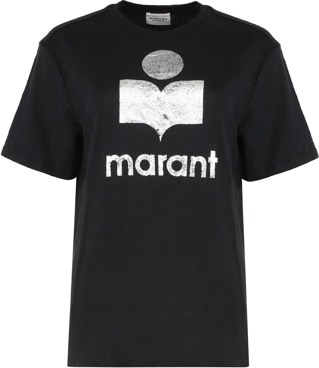 Isabel Marant Crew neck linen T-shirt Zewel Zwart