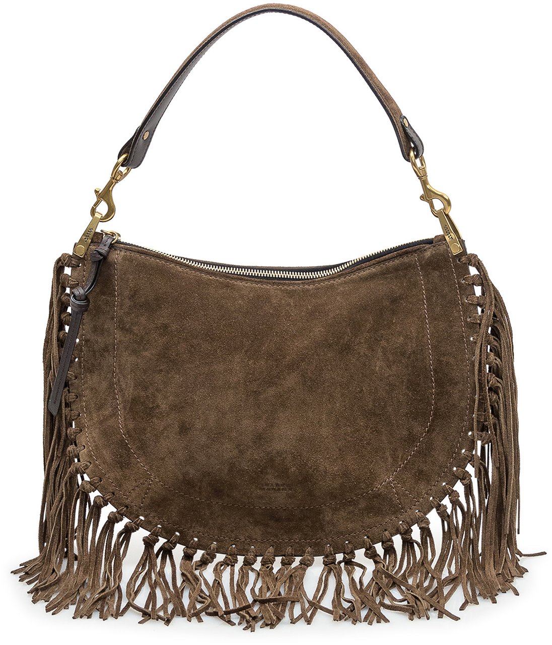 Isabel Marant Borsa Oskan Soft Zip GZ Con Frange Bruin