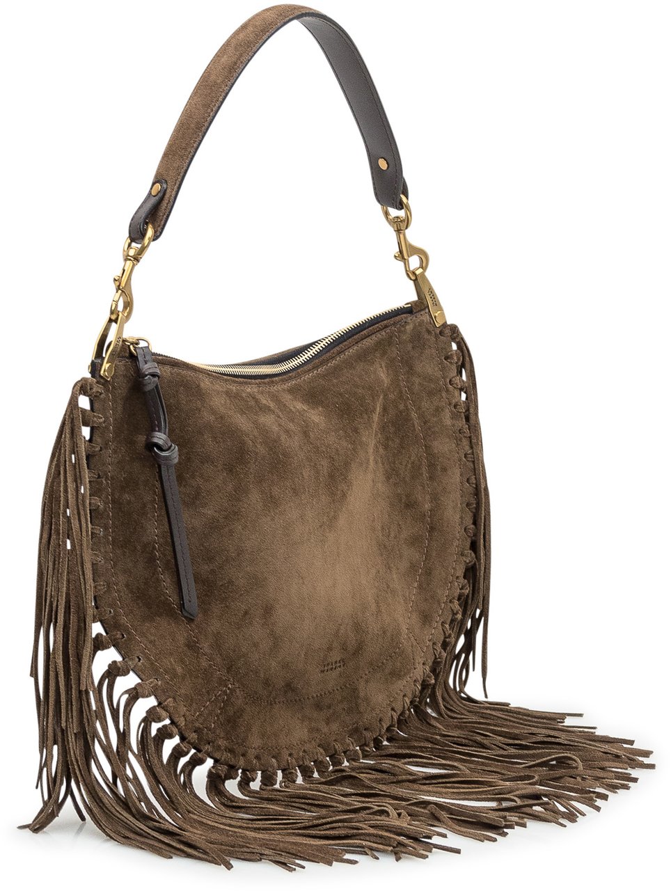 Isabel Marant Borsa Oskan Soft Zip GZ Con Frange Bruin