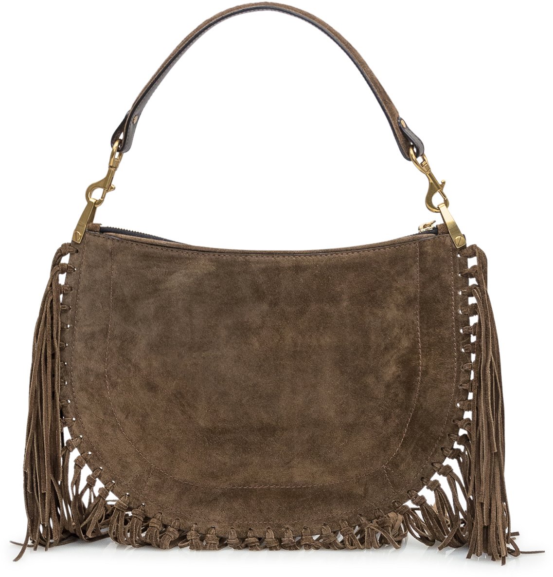 Isabel Marant Borsa Oskan Soft Zip GZ Con Frange Bruin