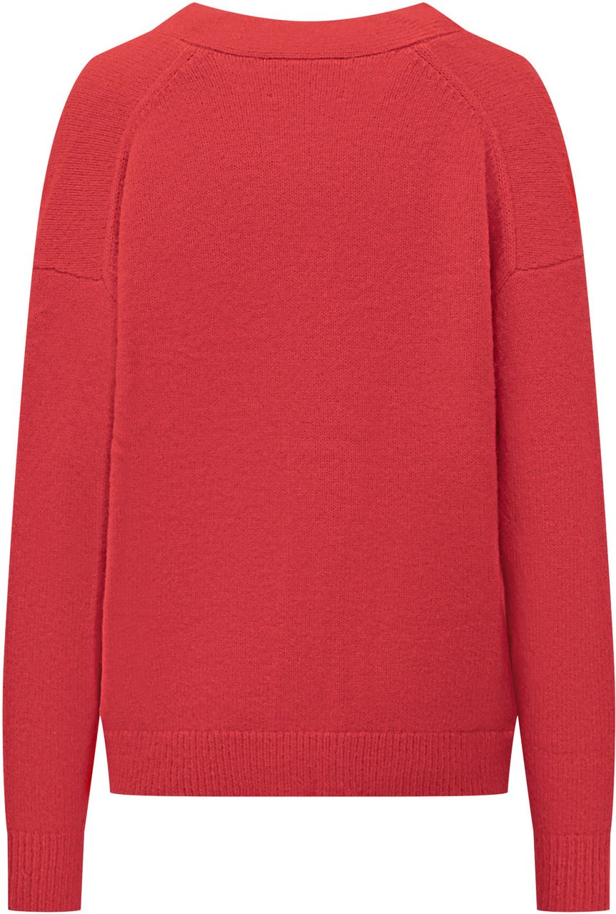Isabel Marant Cardigan Rosso in Lana con Logo Isabel Marant Étoile Rood