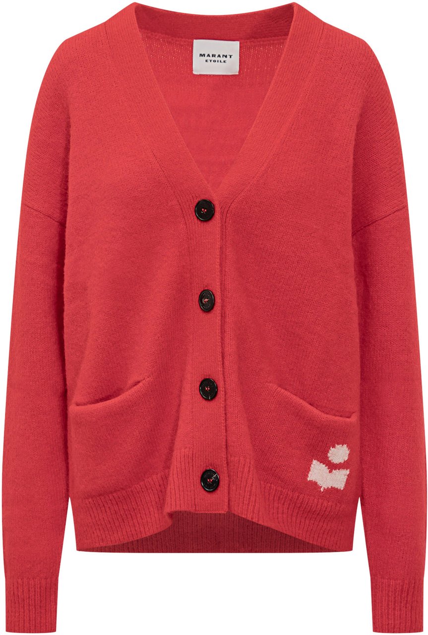 Isabel Marant Cardigan Rosso in Lana con Logo Isabel Marant Étoile Rood