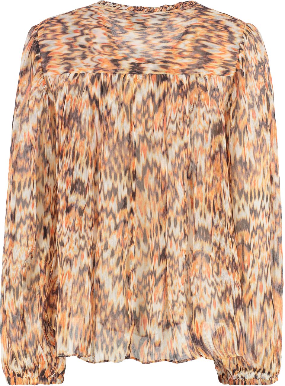 Isabel Marant Ametissa printed silk blouse Oranje