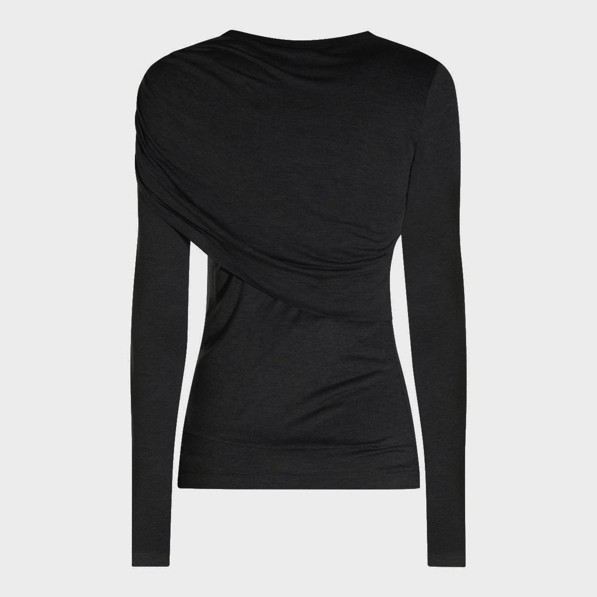 Isabel Marant Fitted Long-Sleeved Top with Asymmetrical Draped Detail Zwart